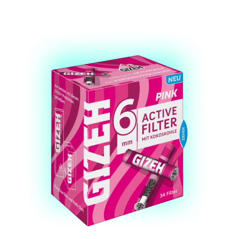 GIZEH PINK Active Filter Slim mit Kokoskohle 34 Stück