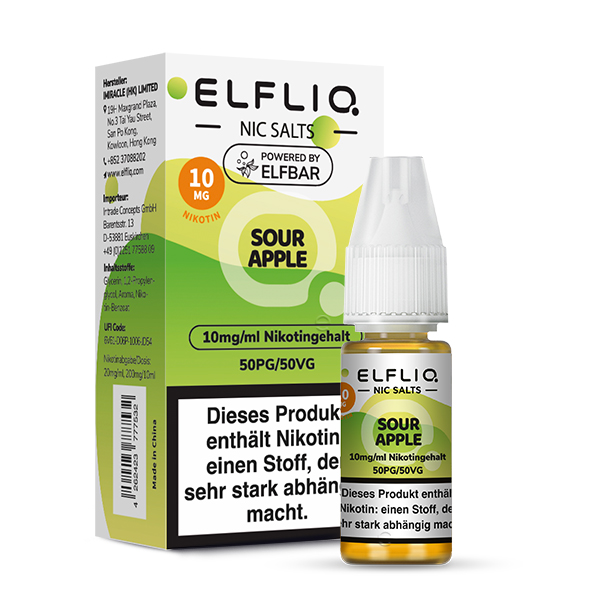 Elfliq - Saurer Apfel Nikotinsalz Liquid 10ml | 10mg/ml