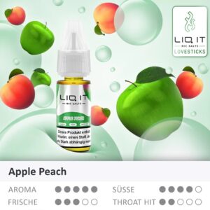 Lovesticks LIQ IT - Apfel-Pfirsich Liquid 10ml | 0mg/ml Nikotinfrei