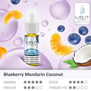 Lovesticks LIQ IT - Blaubeere Mandarine Kokosnuss Nikotinsalz Liquid 10ml | 12mg/ml