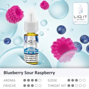 Lovesticks LIQ IT - Blaubeere Sauer Himbeere Nikotinsalz Liquid 10ml | 12mg/ml