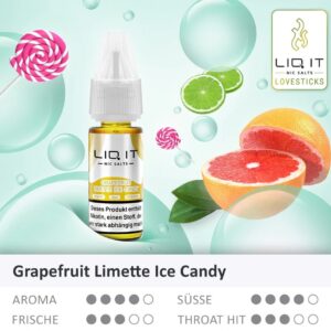 Lovesticks LIQ IT - Grapefruit Limette Ice Candy Nikotinsalz Liquid 10ml | 12mg/ml