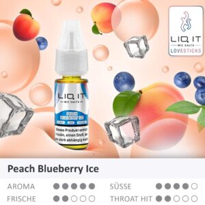 Lovesticks LIQ IT - Peach Blueberry Ice Nikotinsalz Liquid 10ml | 12mg/ml