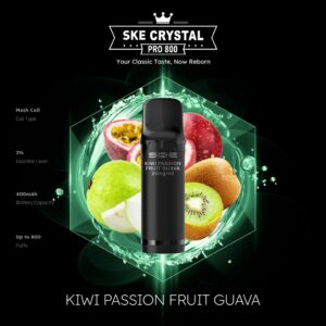 SKE Crystal Pro 800 Pod – Kiwi, Passionsfrucht, Guave, 2 % Nikotin (2er-Pack)