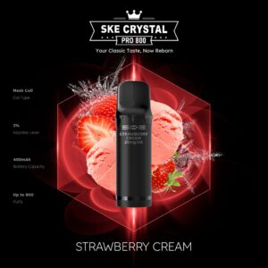 SKE Crystal Pro 800 Pod – Erdbeercreme 2 % Nikotin (2er-Pack)