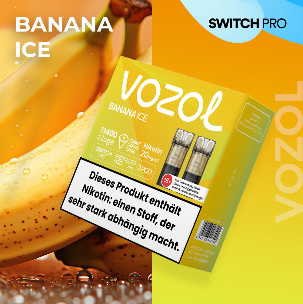 Vozol Switch Pro – Pod – Banana Ice 2 % Nikotin 700 Züge (2 Pods)